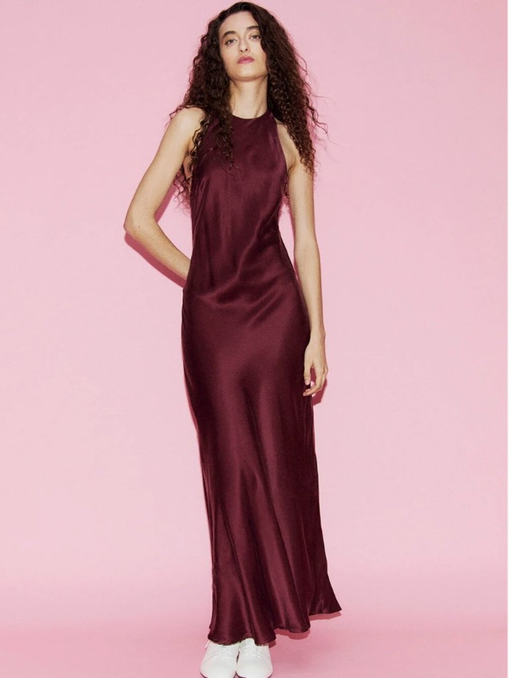 Silk Laundry Long Halter Dress Deadleaf NWT
